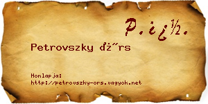 Petrovszky Örs névjegykártya